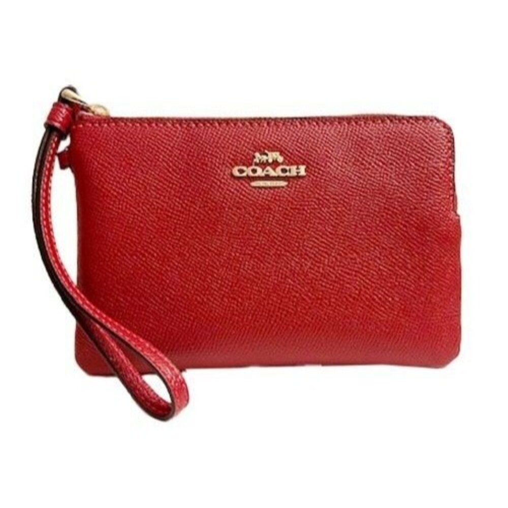 Coach Corner Zip Around Wristlet ~"1941 Red" Crossgrain Leather ~ #CF359